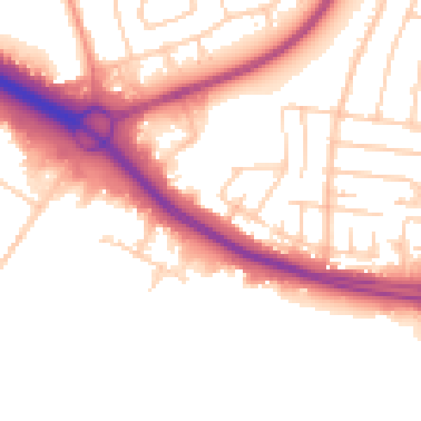 Daytime road noise heatmap for SO15 0LN