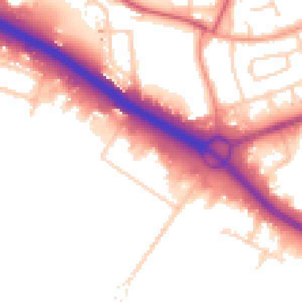 Daytime road noise heatmap for SO15 0LP