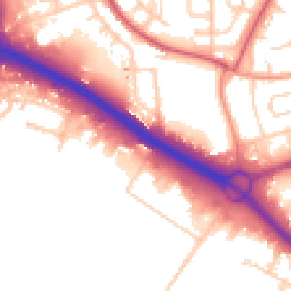 Daytime road noise heatmap for SO15 0LT