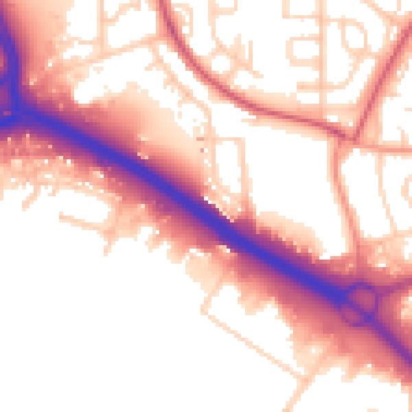 Daytime road noise heatmap for SO15 0LU