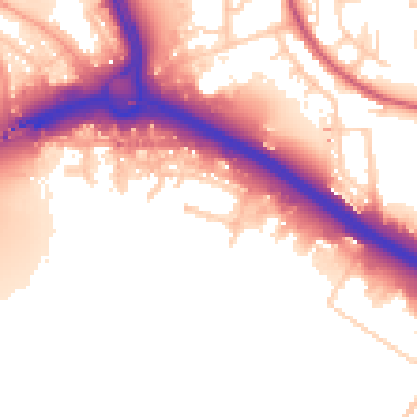 Daytime road noise heatmap for SO15 0NA