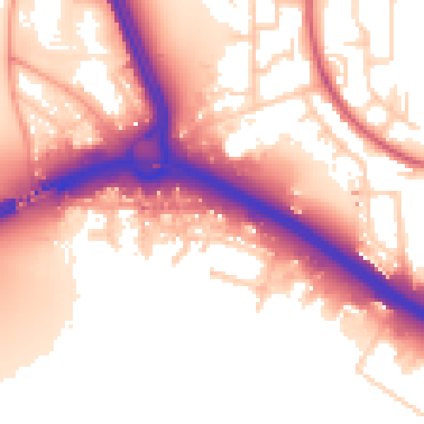 Daytime road noise heatmap for SO15 0NE