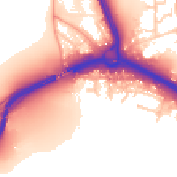 Daytime road noise heatmap for SO15 0NL