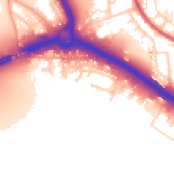 Daytime road noise heatmap for SO15 0NW