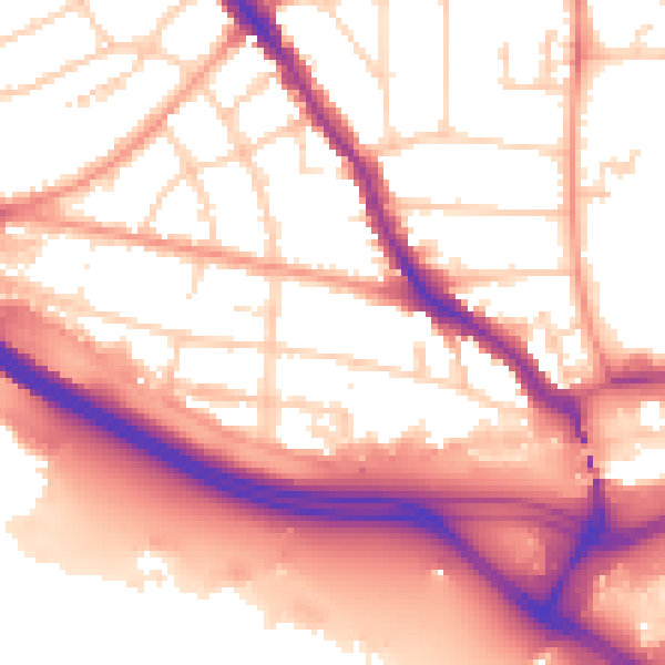 Daytime road noise heatmap for SO15 1AH