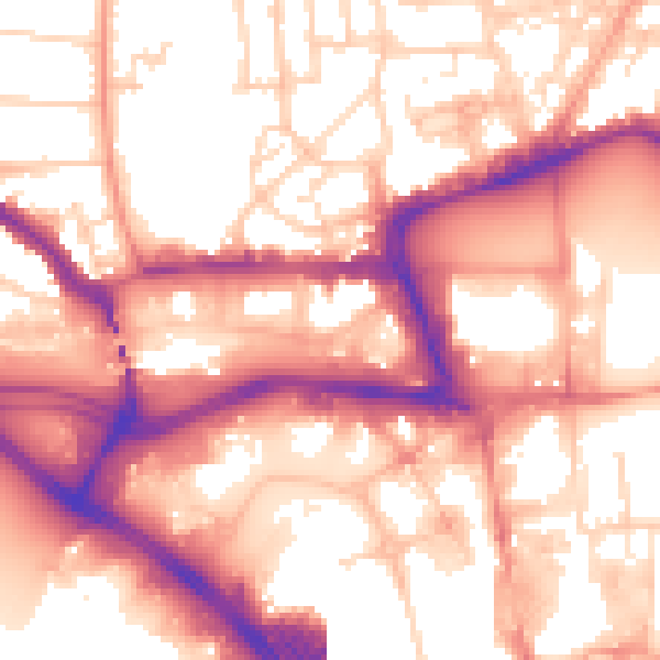 Daytime road noise heatmap for SO15 1AQ