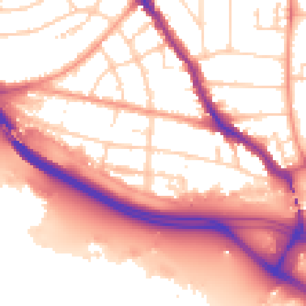 Daytime road noise heatmap for SO15 1AS