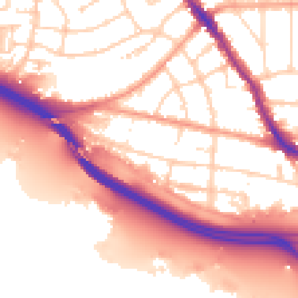 Daytime road noise heatmap for SO15 1HQ