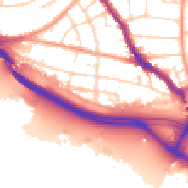 Daytime road noise heatmap for SO15 1JE