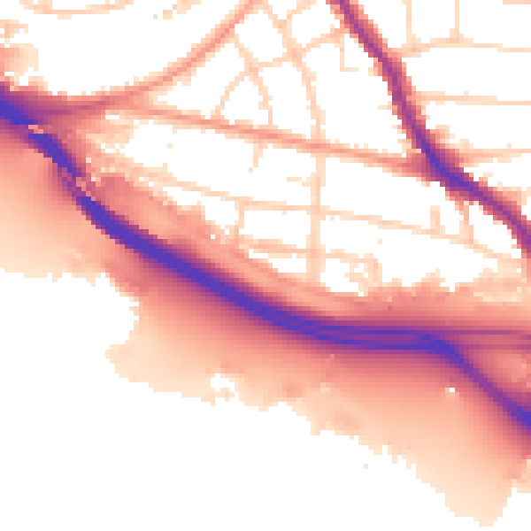 Daytime road noise heatmap for SO15 1JL