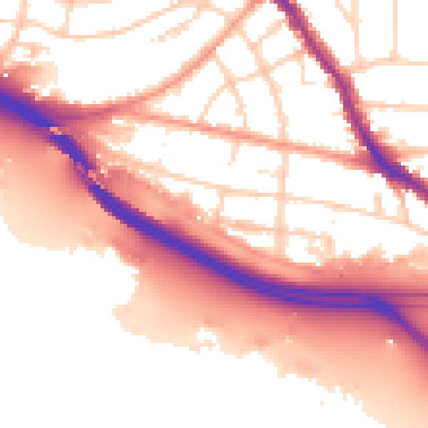 Daytime road noise heatmap for SO15 1JN
