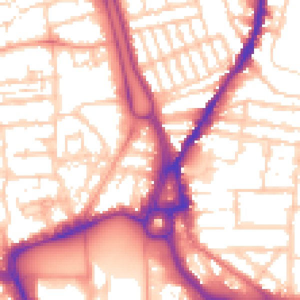 Daytime road noise heatmap for SO15 2BA