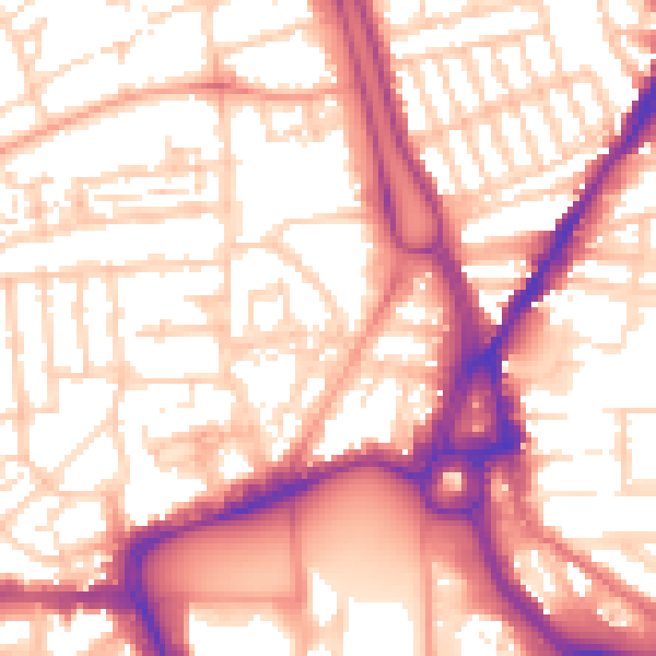 Daytime road noise heatmap for SO15 2EW