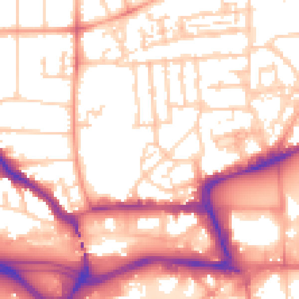 Daytime road noise heatmap for SO15 2FG