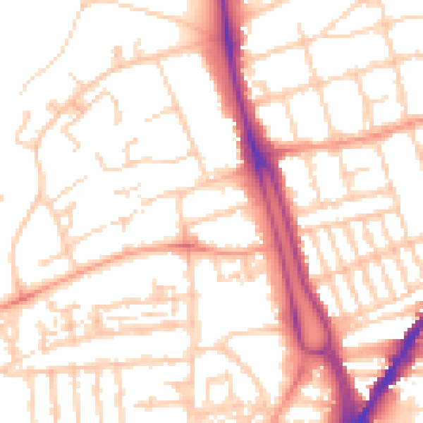 Daytime road noise heatmap for SO15 2JJ