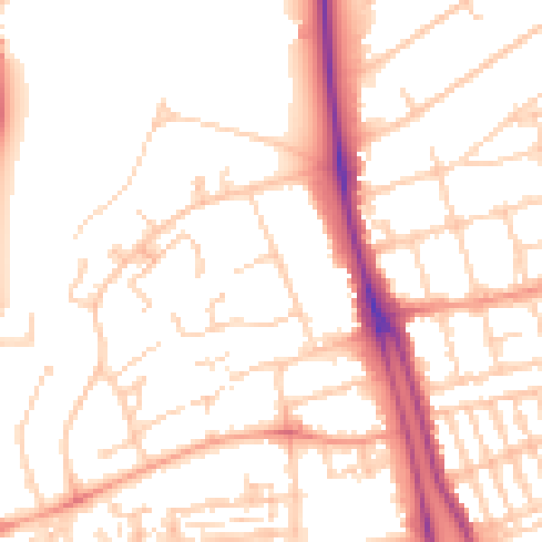 Daytime road noise heatmap for SO15 2JW