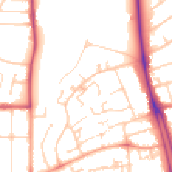 Daytime road noise heatmap for SO15 2PA