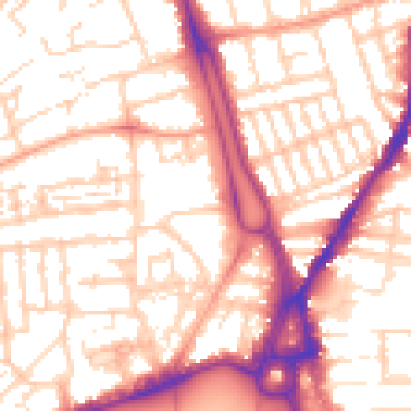 Daytime road noise heatmap for SO15 2SL