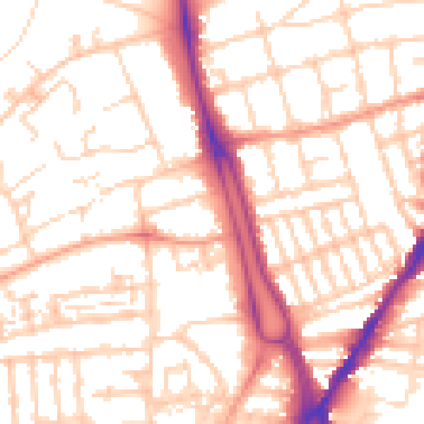 Daytime road noise heatmap for SO15 2SN