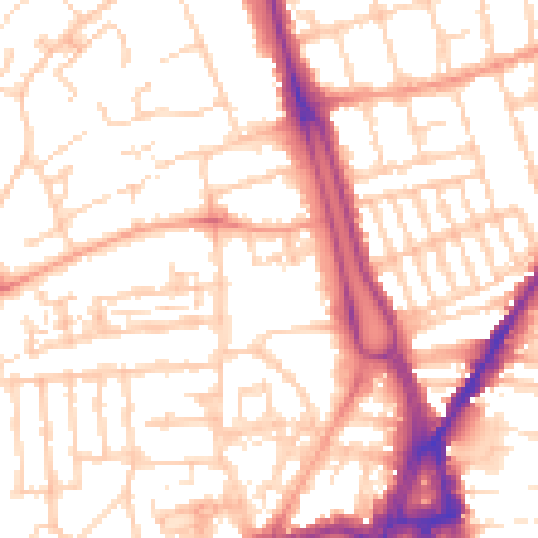 Daytime road noise heatmap for SO15 2SW