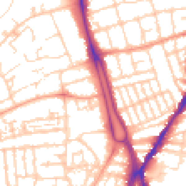 Daytime road noise heatmap for SO15 2TA