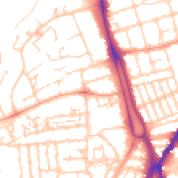 Daytime road noise heatmap for SO15 2TS