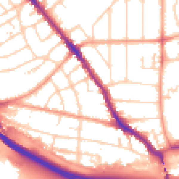 Daytime road noise heatmap for SO15 3AZ