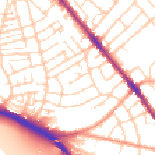 Daytime road noise heatmap for SO15 3EF