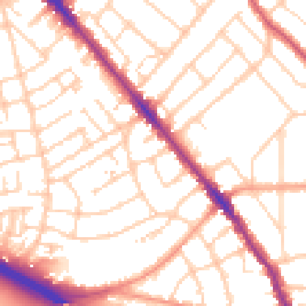 Daytime road noise heatmap for SO15 3EH