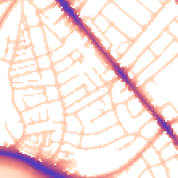 Daytime road noise heatmap for SO15 3GN