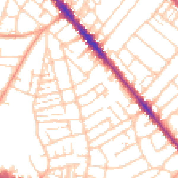 Daytime road noise heatmap for SO15 3HB