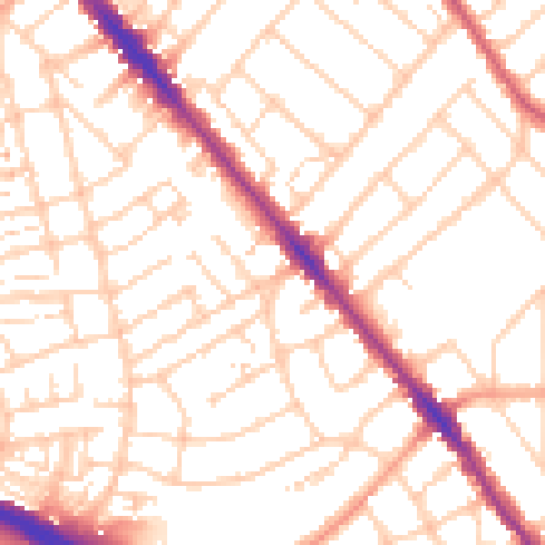 Daytime road noise heatmap for SO15 3HH