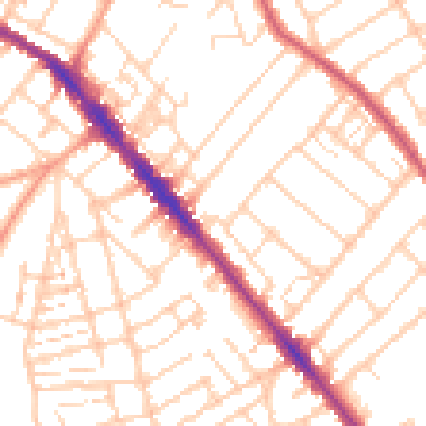 Daytime road noise heatmap for SO15 3JE