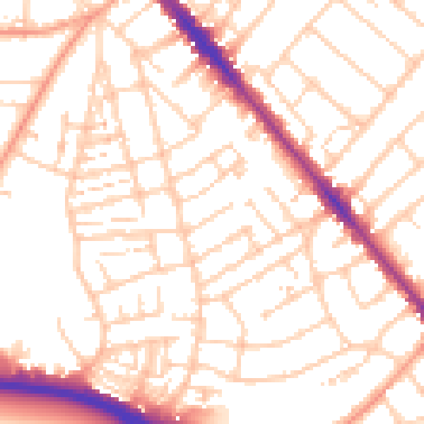 Daytime road noise heatmap for SO15 3LA