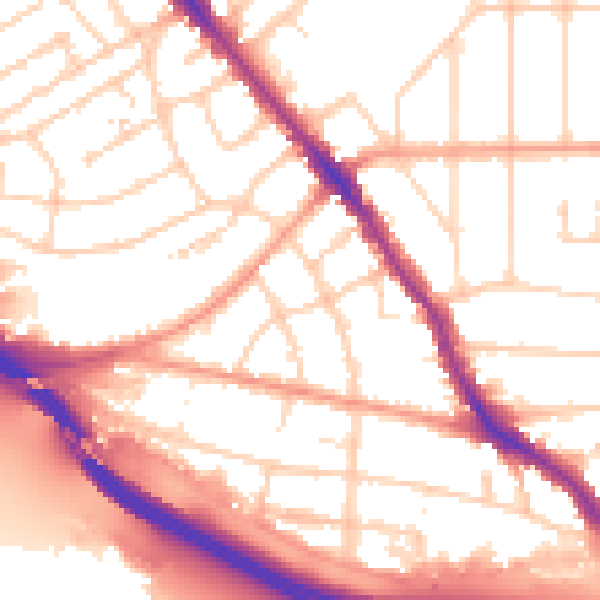 Daytime road noise heatmap for SO15 3LJ