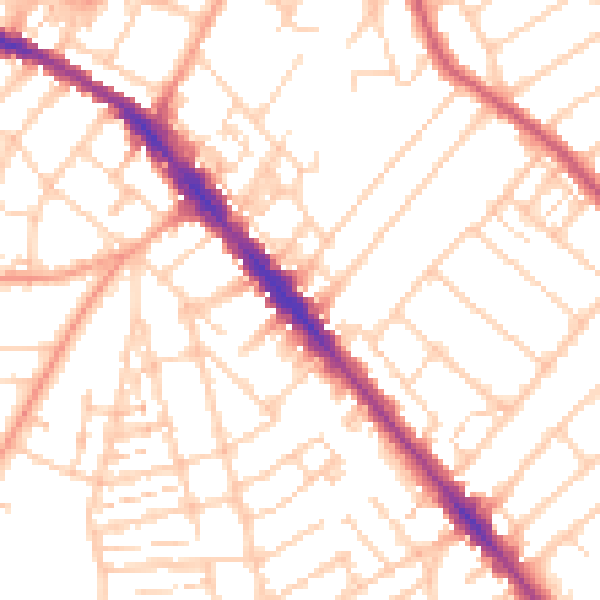 Daytime road noise heatmap for SO15 3LS