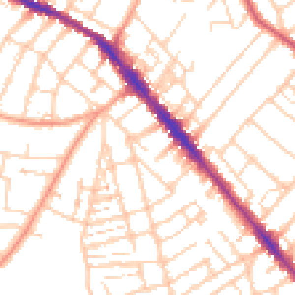 Daytime road noise heatmap for SO15 3LW
