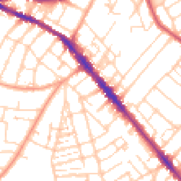 Daytime road noise heatmap for SO15 3LY