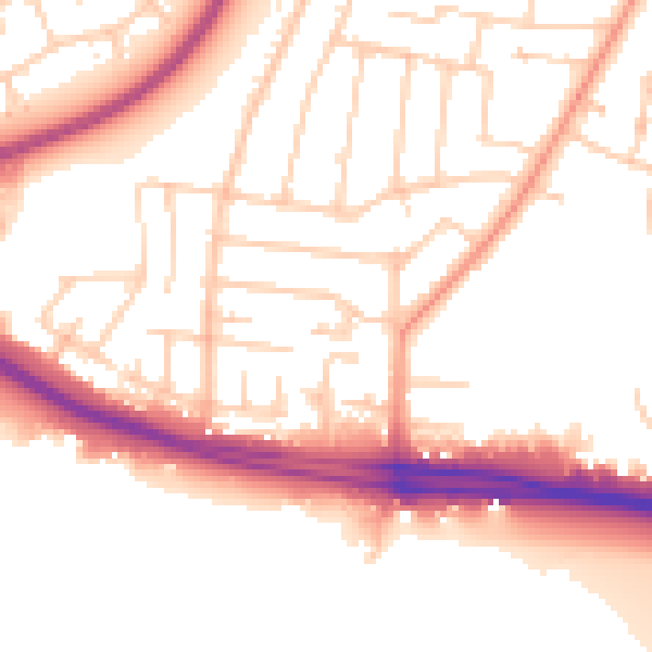 Daytime road noise heatmap for SO15 4AE