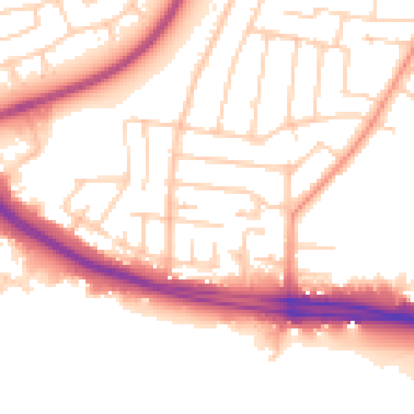 Daytime road noise heatmap for SO15 4AF