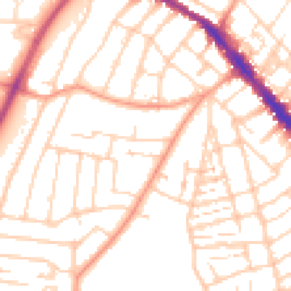 Daytime road noise heatmap for SO15 4GU