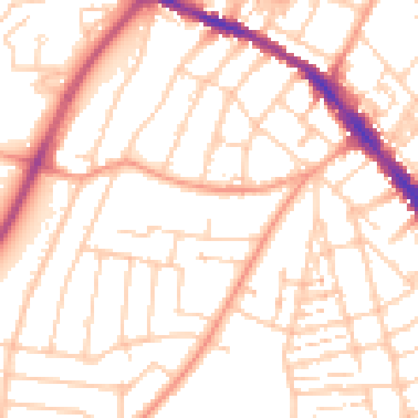 Daytime road noise heatmap for SO15 4GW