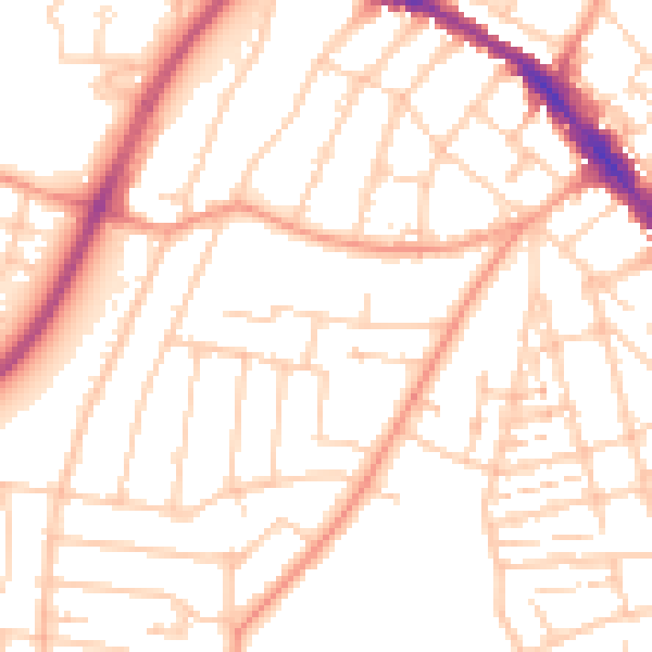 Daytime road noise heatmap for SO15 4HA