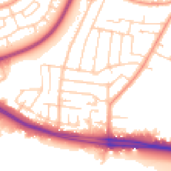 Daytime road noise heatmap for SO15 4JB
