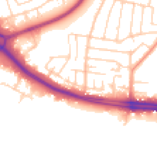 Daytime road noise heatmap for SO15 4JN