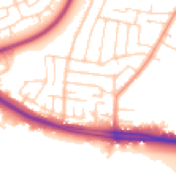 Daytime road noise heatmap for SO15 4JW