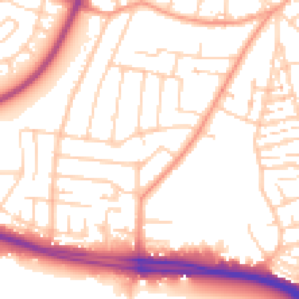 Daytime road noise heatmap for SO15 4LF