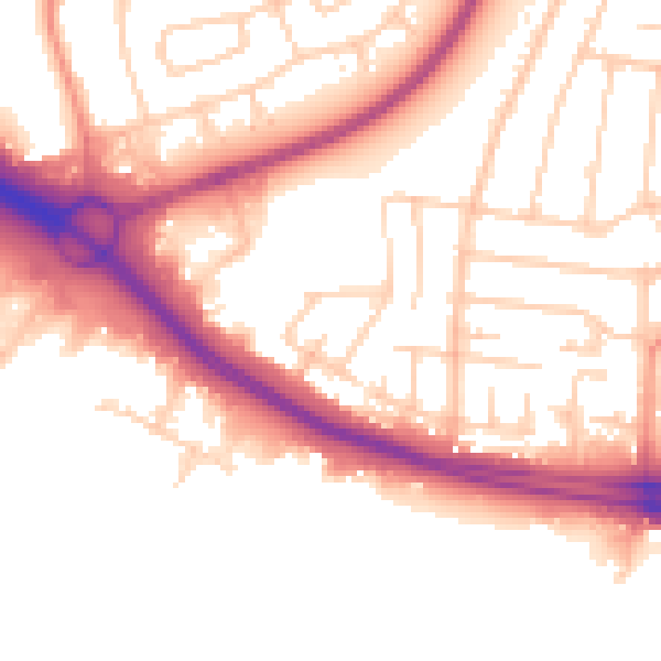 Daytime road noise heatmap for SO15 4PE