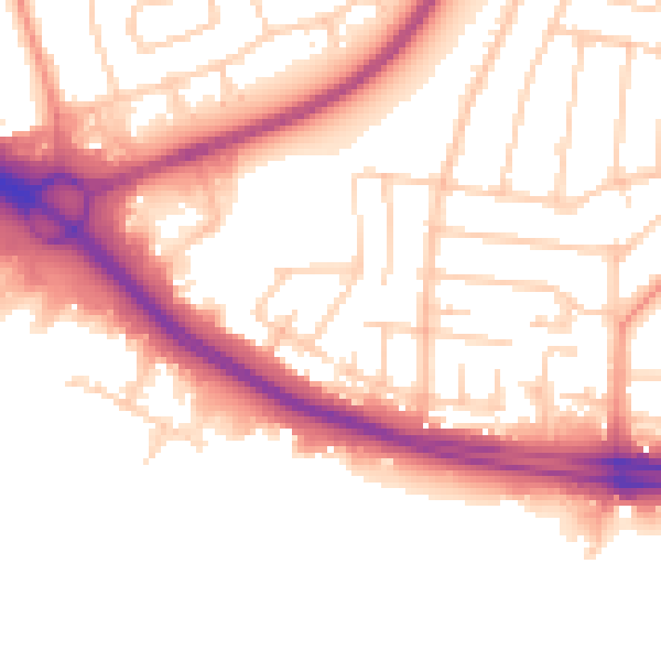 Daytime road noise heatmap for SO15 4PH