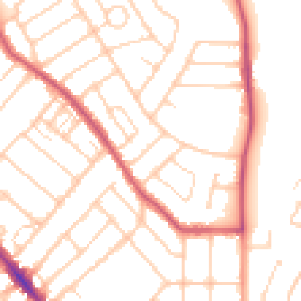 Daytime road noise heatmap for SO15 5AP
